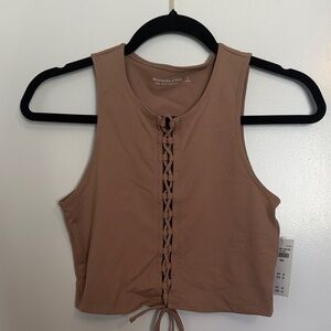 Abercrombie & Fitch Brown Lace-Up Crop Top
